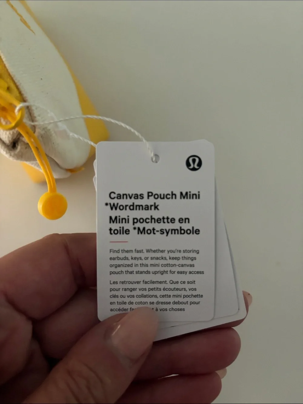 lululemon athletica Cream and Yellow Canvas Pouch Mini Wordmark